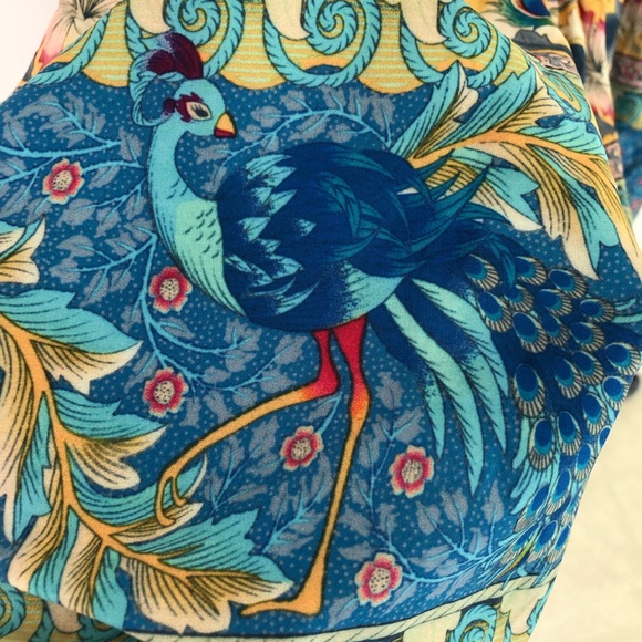 For Love Bell Colorful Peacock Floral Short Sleeve Blouse Women’s Size Large - Picture 11 of 14